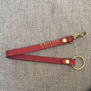 Redish OrangeLeather Wristlet Key Strap